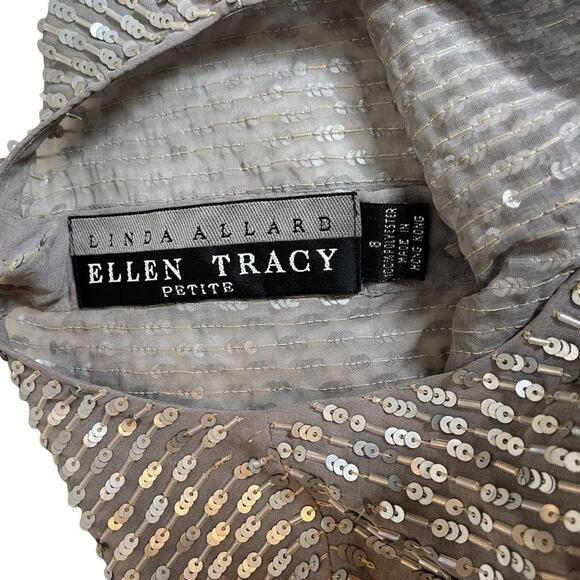 ELLEN TRACY Button Down Sequin Top Camisole Petite 8 Small Vintage Linda Allard - Picture 3 of 6